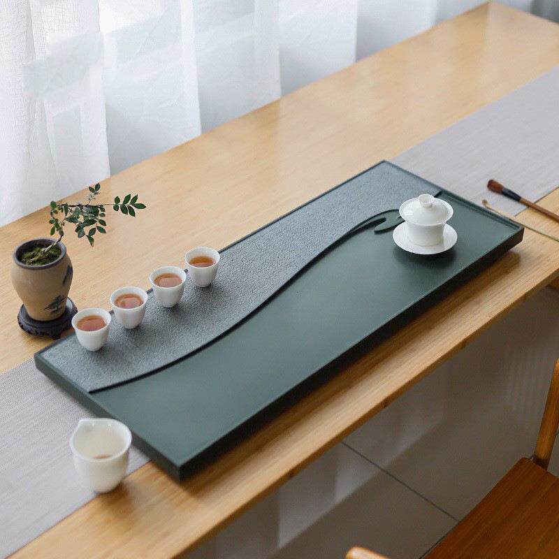 天然天罗绿茶盘石头茶台家用简约茶海高档办公茶盘茶具套装