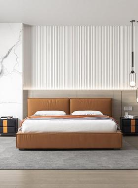 JM豆腐块L121#意式轻奢北欧风网红豆腐块皮床双人床主卧大床1.8米
