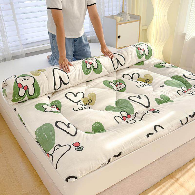 2024A类水洗棉双层纱印花床垫卡通碎花清新床褥可爱南通