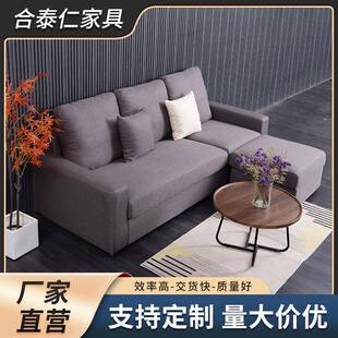 北欧客厅三人位沙发豆腐块棉麻布艺沙发意式极简现代简约方块沙发