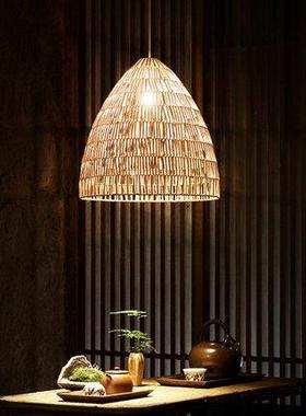 日式吊灯东南亚田园风格藤艺民宿藤编创意火锅店饭店餐厅餐桌吊灯