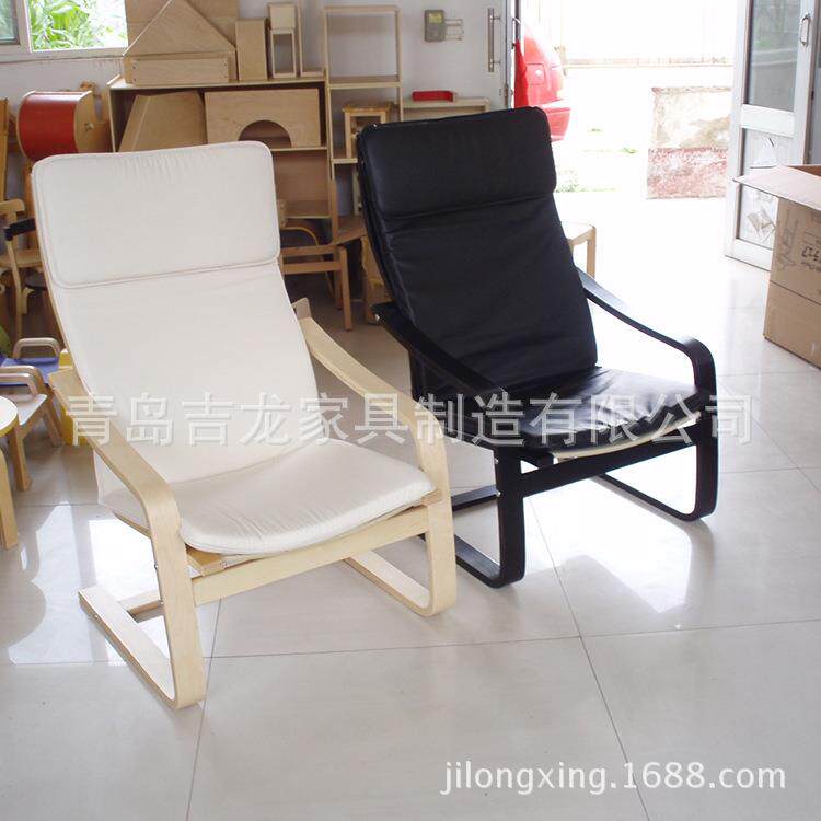 弯曲木欧式木框休闲椅夹棉靠背椅子北欧木质餐椅餐厅靠背扶手椅