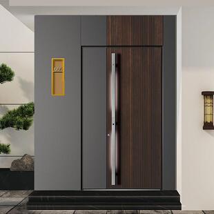 精雕铸铝门木纹风一门一景入户门自建房小区子母门长拉手别墅大门