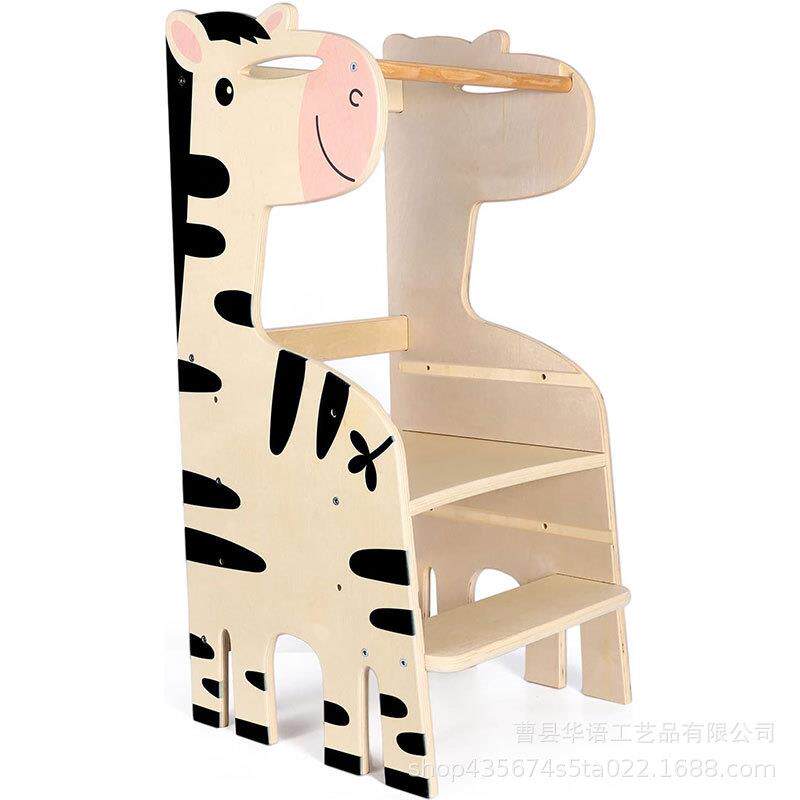 木制儿童脚蹬学习塔实木厨房增高架木质黑板儿童增高攀爬学习櫈