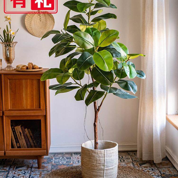 仿真绿植橡皮树叶仿生植物盆栽大型落地室内摆件客厅橱窗装饰摆设