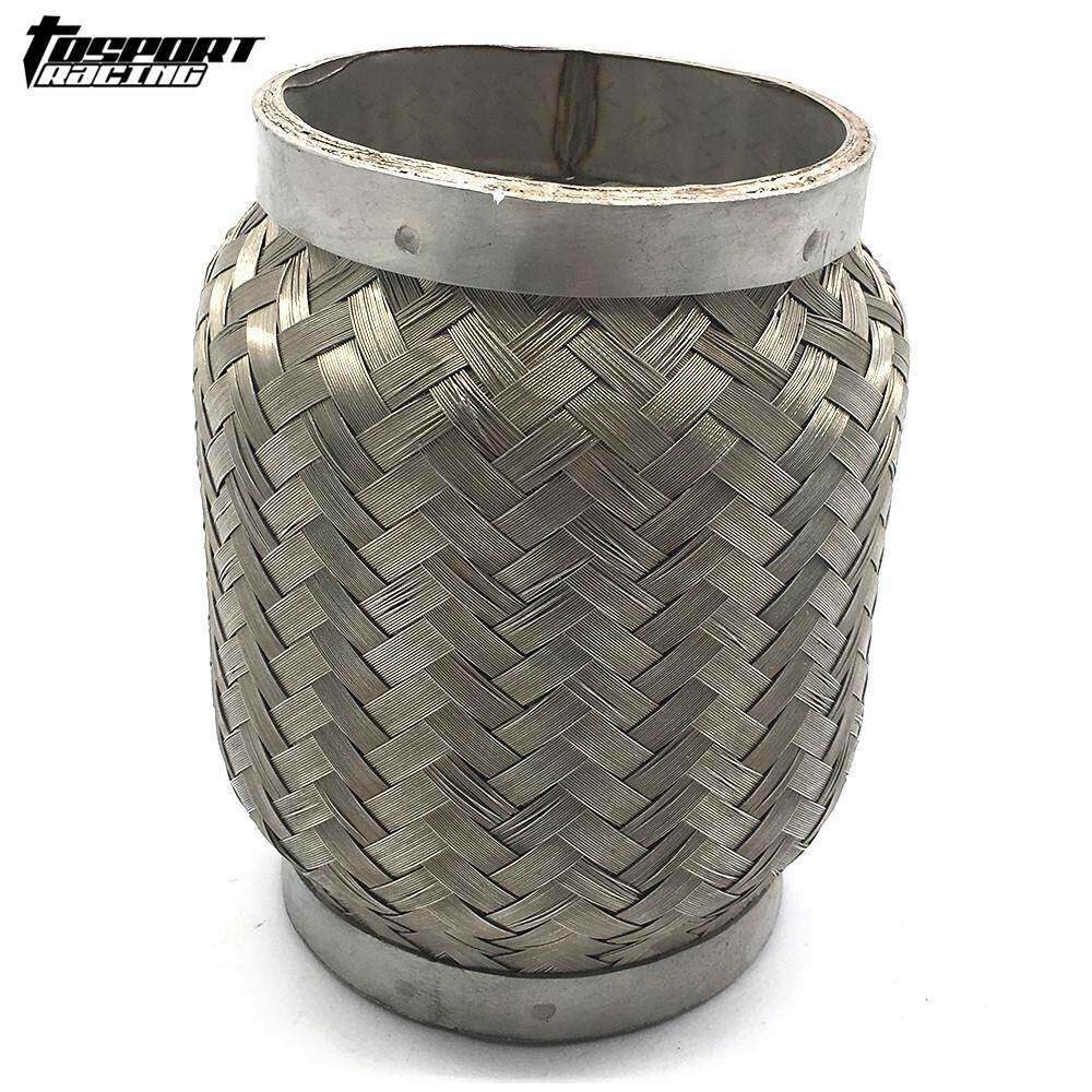 汽车改装通用3.5“X6”不锈钢排气管汽配零件波纹管双层编织
