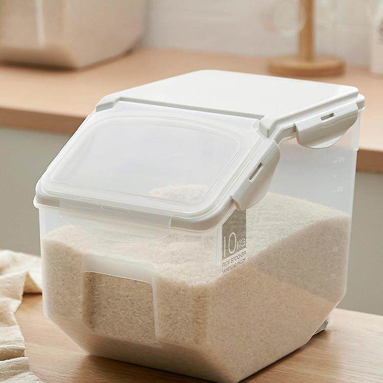 日式厨房家用米桶10kg塑料储米箱20斤密封米缸防虫防潮加厚面粉桶