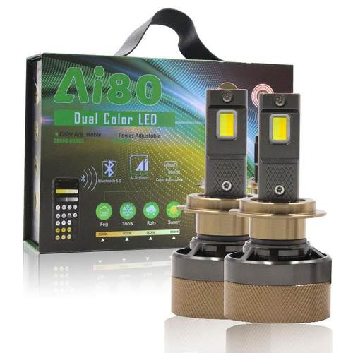 汽车LED大灯V7APP可调色3000K-6500KH1远光灯9005车灯改装