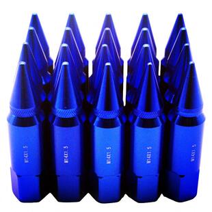 汽车配件20件M14X1.5带帽加长调谐器蓝色铝制车轮轮圈凸耳螺母