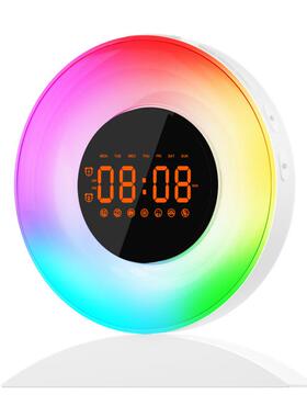 热销模拟日出声光唤醒灯LED闹钟儿童家居白噪音睡眠炫彩时钟