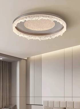 冰山卧室灯2024新款现代简约大气房间吸顶灯拉丝银LED北欧书房灯