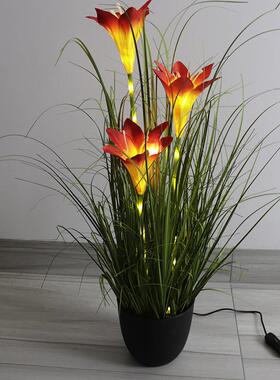 新款led百合盆栽创意台灯仿真芦苇绿植商城家居装饰灯落地灯摆件