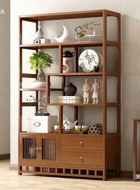 新中柜式博古架32647茶酒柜子客厅摆放阁多宝砂紫壶展示柜