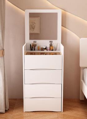奶油风梳妆台柜现代ANS简约多能可翻化盖功卧室床边斗一体妆桌收