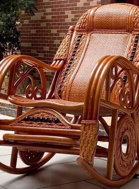 天然JBU真藤摇大人躺椅老人藤编椅懒人阳台家用休结实藤椅摇摇椅