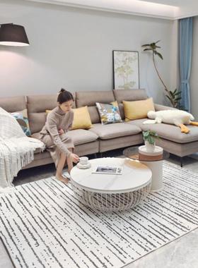 奶油风客家用小户型岩板厅茶几现代简约65452意铁艺创边圆形茶几