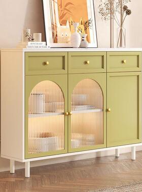 制收奶油风岩板餐边柜水法式作厨房客厅纳柜茶柜玄82678关柜卧室