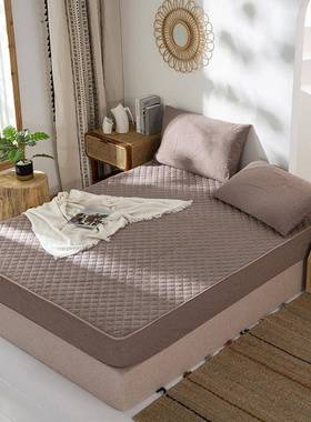 简约格子全棉水洗棉厚夹床棉47311床笠纯棉床罩酒店宿垫套民保加