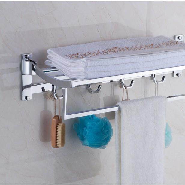 高档浴室挂件锌合金管方钩叠活动浴折巾架510带衣新款