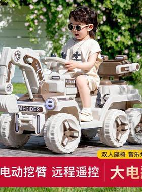 儿童电动挖掘可坐大双座男宝机宝遥控双人人充女电挖土机玩99129