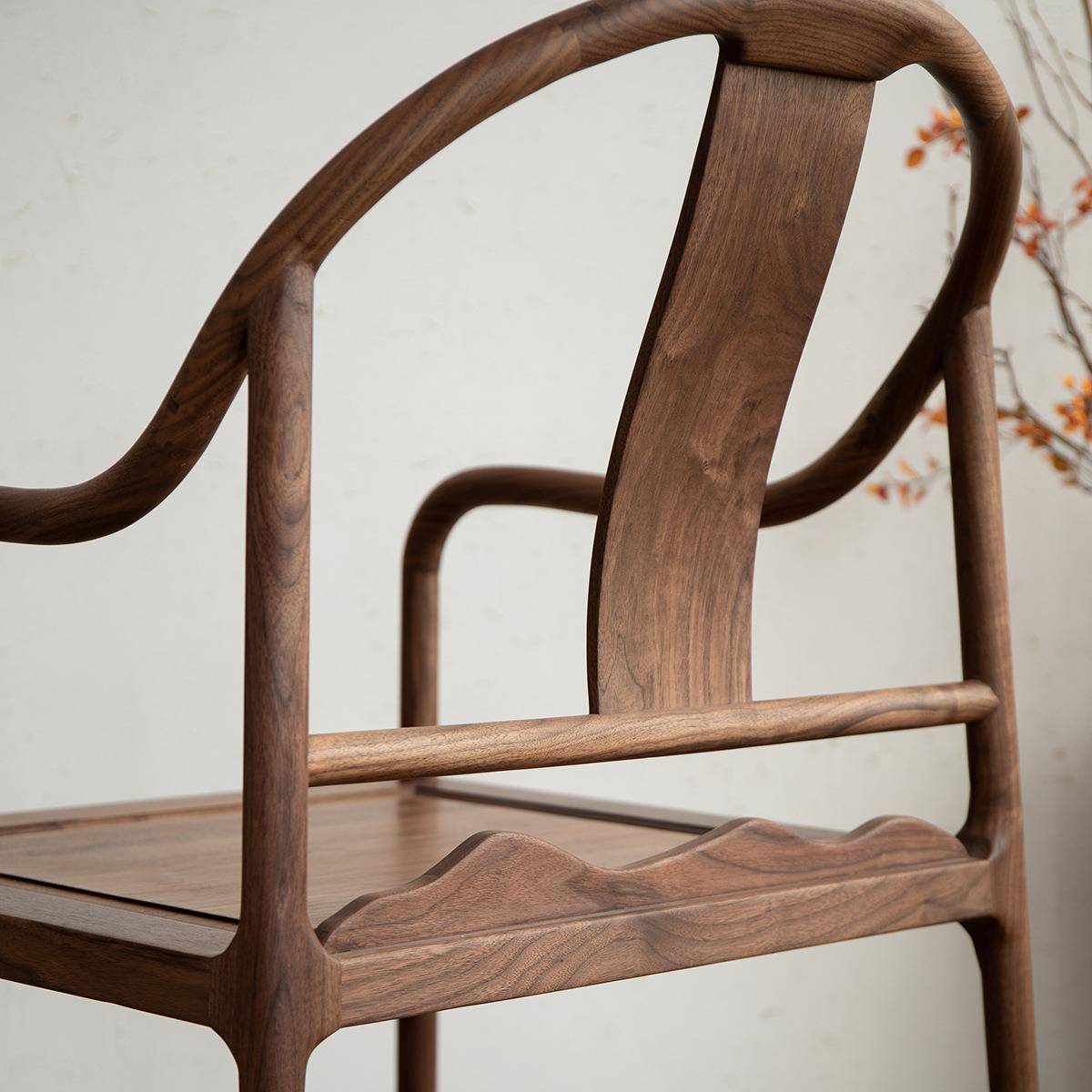 空器新中式NRQ黑桃木实木小圈椅胡围椅太椅官帽椅茶椅主人师椅休