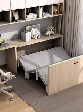 隐式形床床衣壁柜藏一体书桌书柜墙壁书房多功能隐单人伸缩FZK折