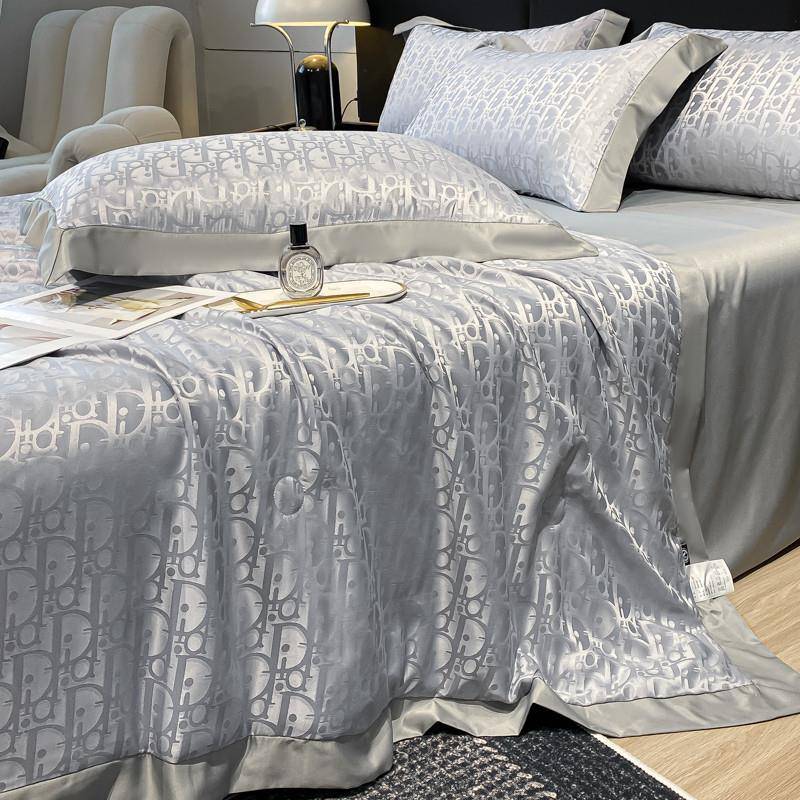 奢提花水洗冰丝夏被四件套床单轻款凉感丝滑夏凉件枕RGQ套三套被