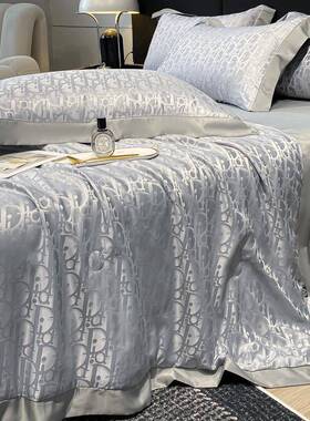 奢提花水洗冰丝夏被四件套床单轻款凉感丝滑夏凉件枕RGQ套三套被