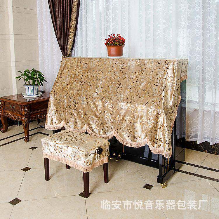 音布月烫XHK金绒琴金罩苏流钢琴套欧式琴披万叶花琴罩