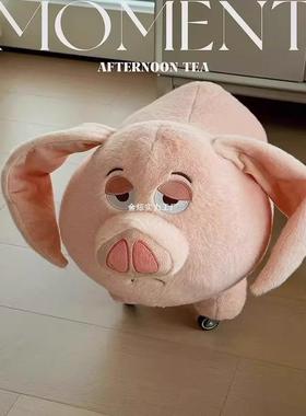 儿童椅滑轮板凳乙27705猪公仔飞太坐骑矮凳网红凳万向轮猪天玩座