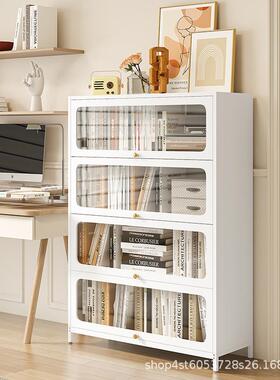 钢制书柜家用防尘带玻35618书璃门储物收纳多层落地儿童柜铁艺置