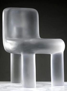 轻奢创意明休树脂三椅水晶脚餐椅客厅餐PZV厅透靠背闲椅树脂大象