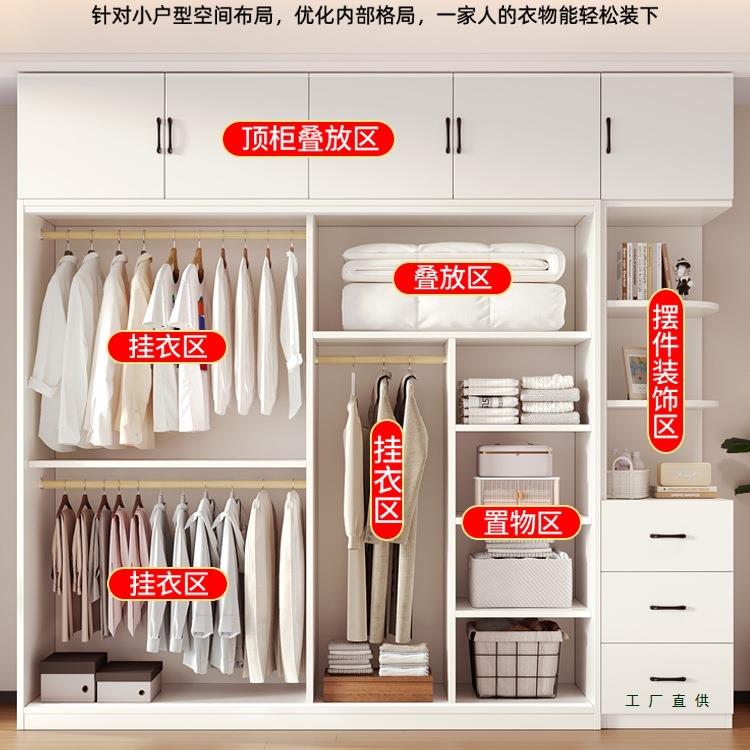 衣柜家用卧DSK室全实推拉门出租房用新纳款儿童衣橱易收简定木制