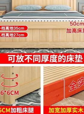 现代简约实床F5M6SHMS.8米欧式房双木人床主卧经.5家用济出租木床