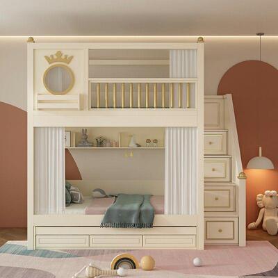 宽上铺双下层床25925儿高护栏子母床童高低床小户同型双层床两层