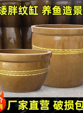 锦式水缸庭造景矮胖大34064口水缸陶瓷发酵缸养院鱼鲤鱼缸睡莲荷