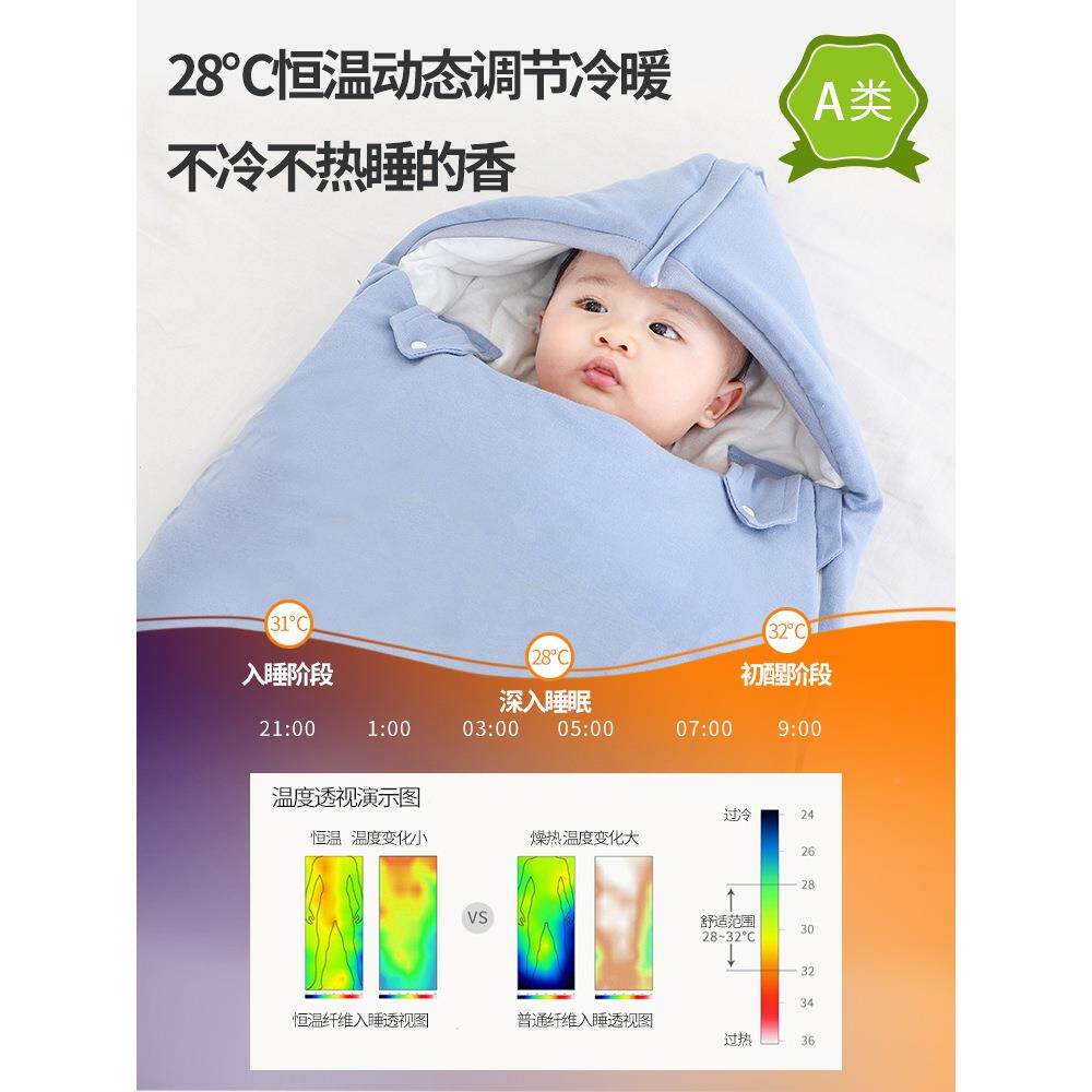 婴踢睡袋儿秋冬加恒厚新生初生儿宝宝包被AL0895小月龄防惊跳温冬