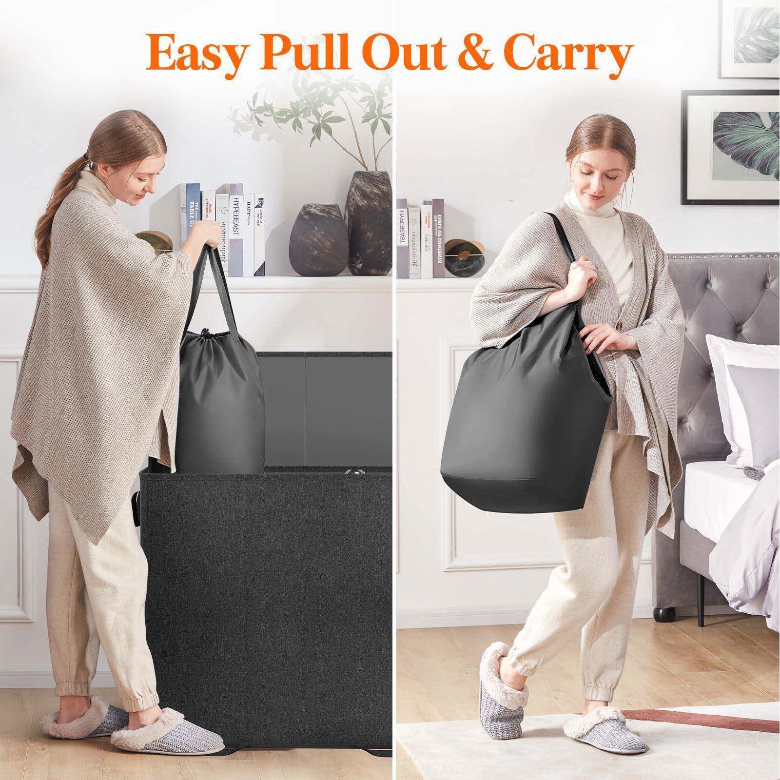 85L升14116衣篮3段超洗大带盖收纳桶脏衣服1带手柄分隔洗篮衣分类