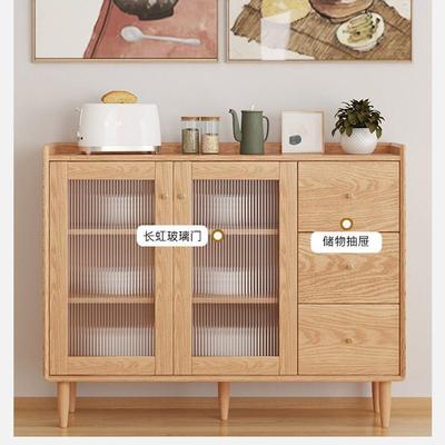 全实6619木c餐边小户型橱柜超薄30cm柜40m储物橡胶木餐边实木柜餐