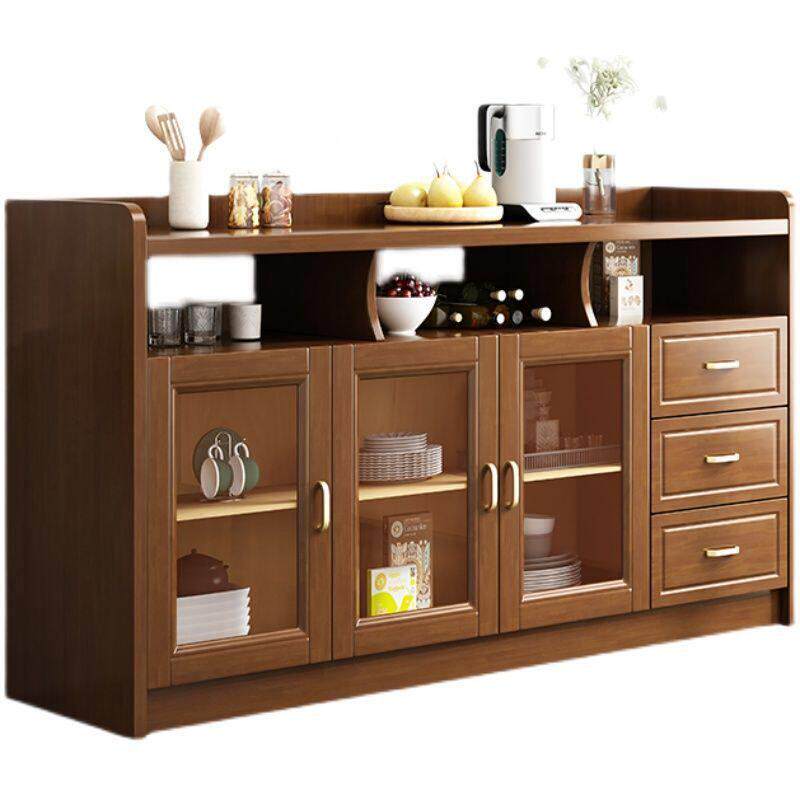 边实木餐柜酒柜体靠墙饭厅厨30碗盘柜微波炉房茶水柜矮柜一碗盘柜