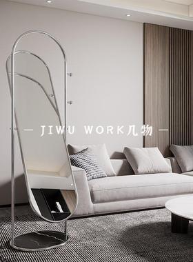 全身镜高挂清拱形穿衣镜家44271用试衣多架功能镜衣一体落地镜可