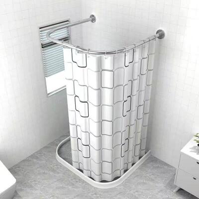 打孔U型浴帘杆装免浴室套洗澡防水磁浴013帘卫生间淋浴房隔断挂性