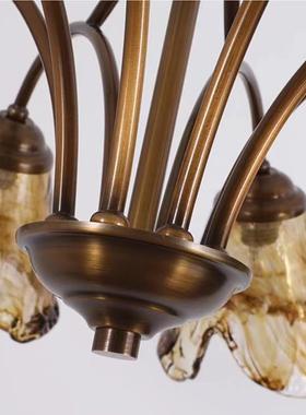 主式7964美铜客厅吊灯法式复古田园全餐厅书房卧室2025年新款玻璃