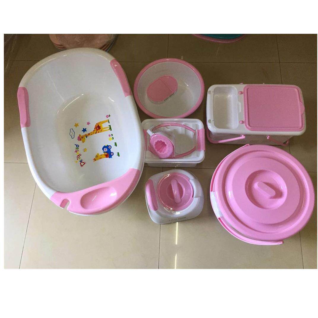 儿浴盆套装沐浴洗澡875255套箱水桶脸盆坐便器提篮件储物皂盒榨汁