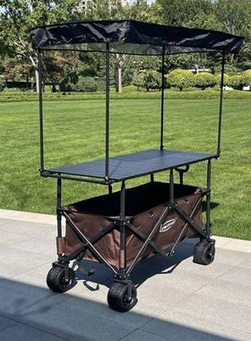 新款车摆摊18293车可降折叠地户外手推车营聚拢夜市地摊露营车拉