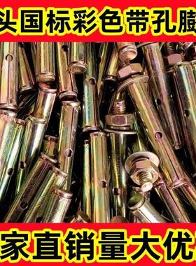 整箱彩锌带膨胀螺螺丝小头膨胀螺栓拉爆螺丝六孔角膨胀82616-栓M6