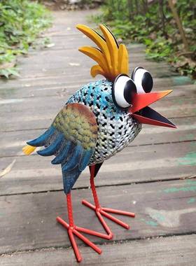 铁艺工艺属彩色小鸟室园内外装饰#040花品院子金摆件创意动物卡通