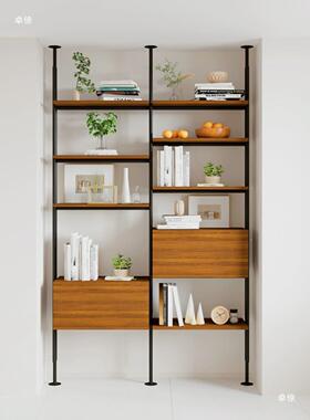 简约顶天立地置物满书墙铁艺书架办公室断储物架83748架客厅版隔