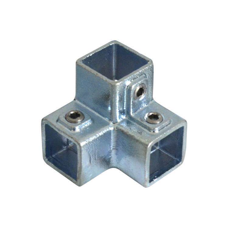 方管连接免护焊接QKJ通用固配定件卡扣件直通三铁管镀通锌栏连接