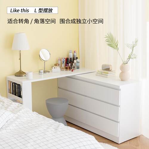 5V工钢制新款梳妆桌台斗柜一体40cm可伸缩奶421油卧风室化妆信台